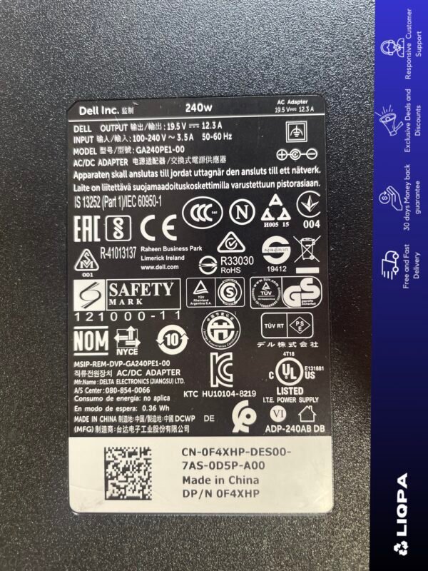 Dell 240W AC Adapter Charger – Genuine OEM Power Supply - Image 2