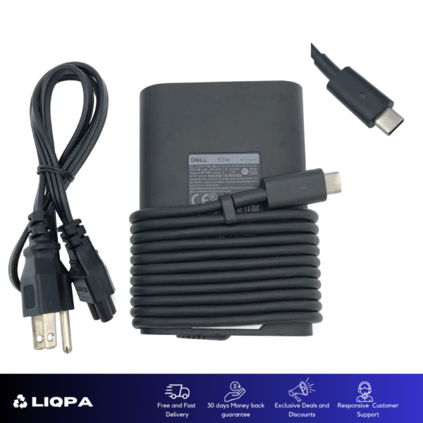 Dell 65W USB-C AC Adapter for Dell Latitude – Models 0M1WCF / 002YK0F / 0JYJNW / 0K5MD6