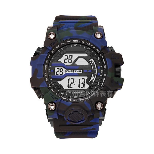 Camouflage LED Digital Sport Watch – Waterproof Military-Style Wristwatch with Silicone Band, Alarm & Stopwatch - Image 5