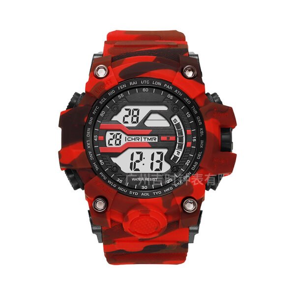 Camouflage LED Digital Sport Watch – Waterproof Military-Style Wristwatch with Silicone Band, Alarm & Stopwatch - Image 2