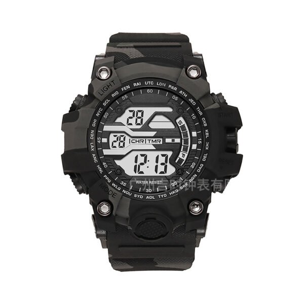 Camouflage LED Digital Sport Watch – Waterproof Military-Style Wristwatch with Silicone Band, Alarm & Stopwatch - Image 4