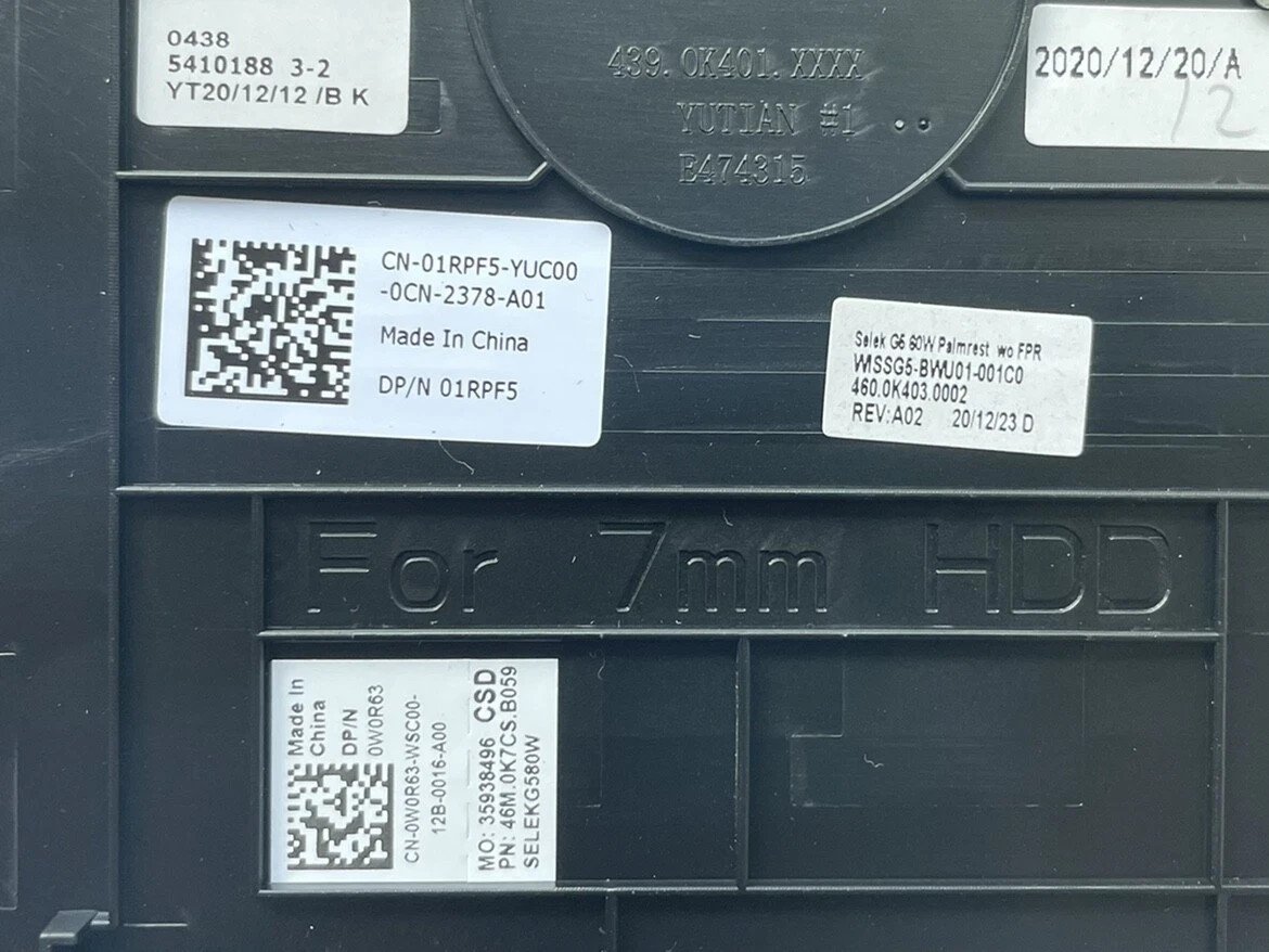 1RPF5 DELL G5 5500 Black Laptop C Shell Palmrest Upper Cover Keyboard 01RPF5 w9 - Image 2