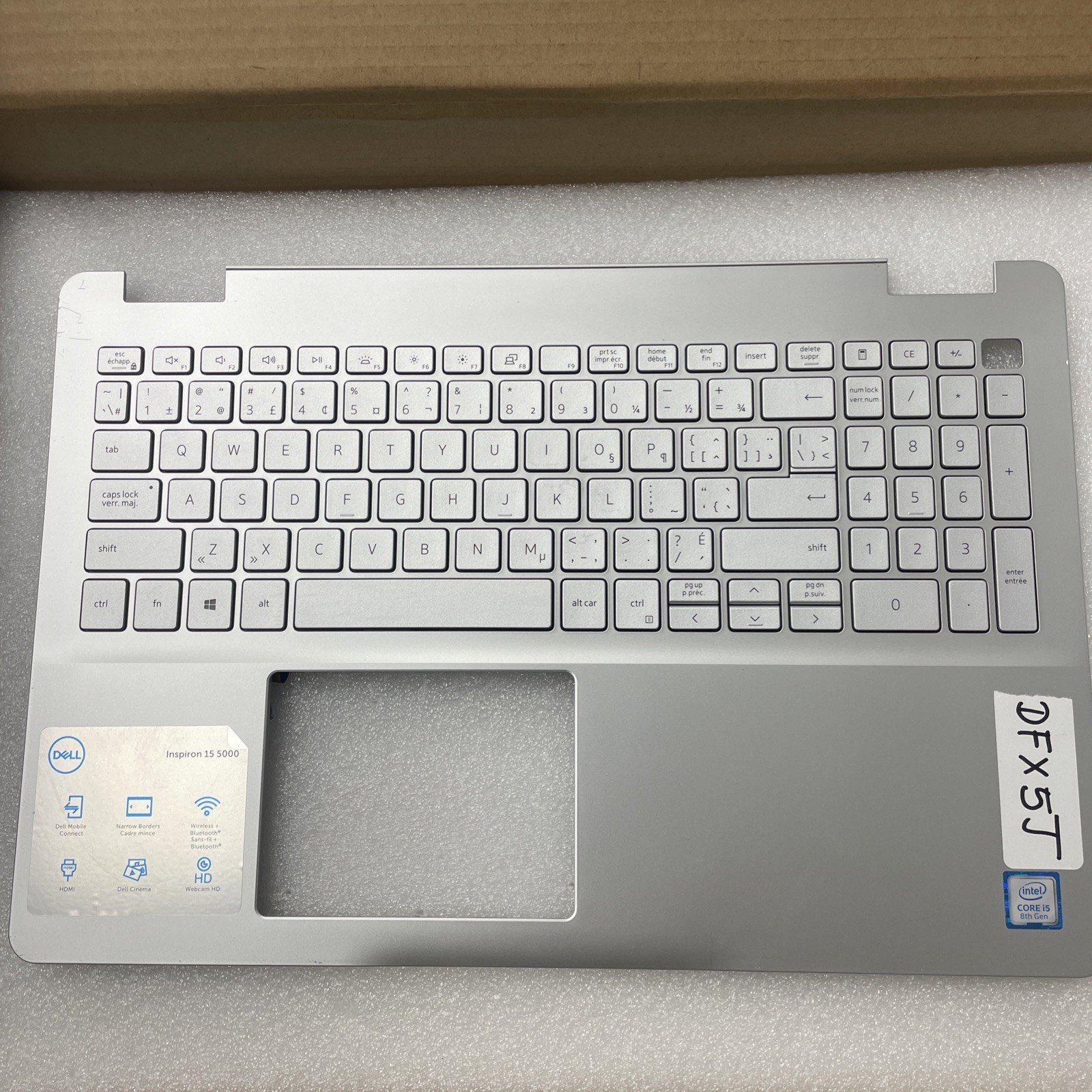 0DFX5 Dell Inspiron 15 5584 Palmrest /W Backlit Keyboard DFX5J W7