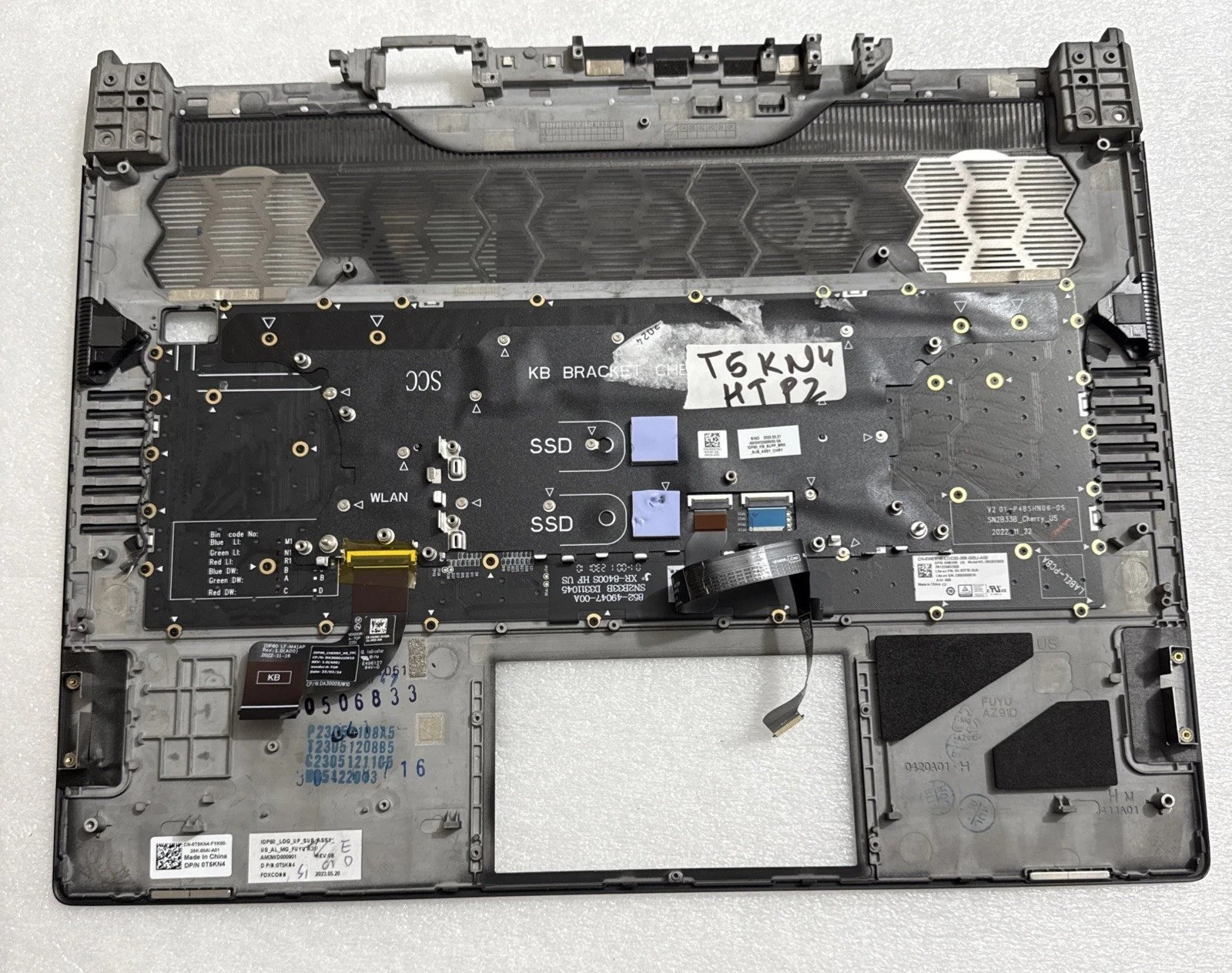 T5KN4 DELL ALIENWARE X16 R1 LAPTOP US KEYBOARD PALMREST ASSEMBLY BLACK p56 - Image 2