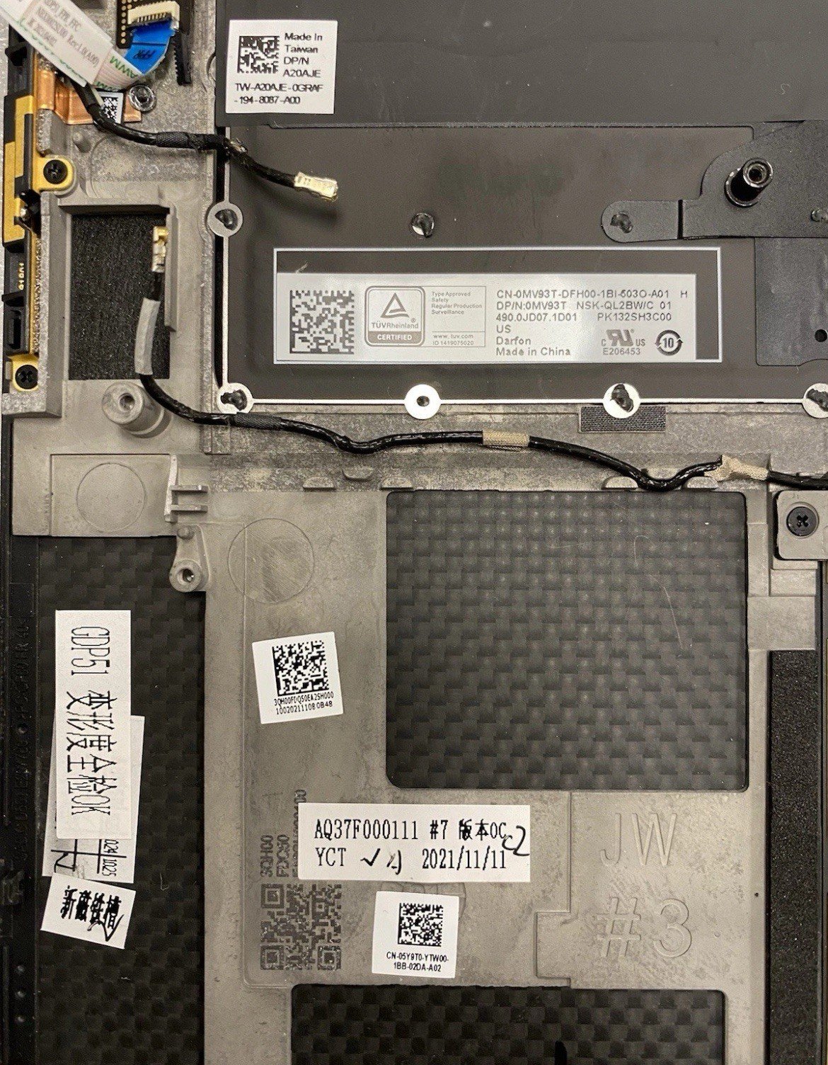 5Y9T0 Dell XPS 9500 9510 Palmrest Touchpad US Bcl Kbd 5Y9T0 05y9t0 P63 - Image 3