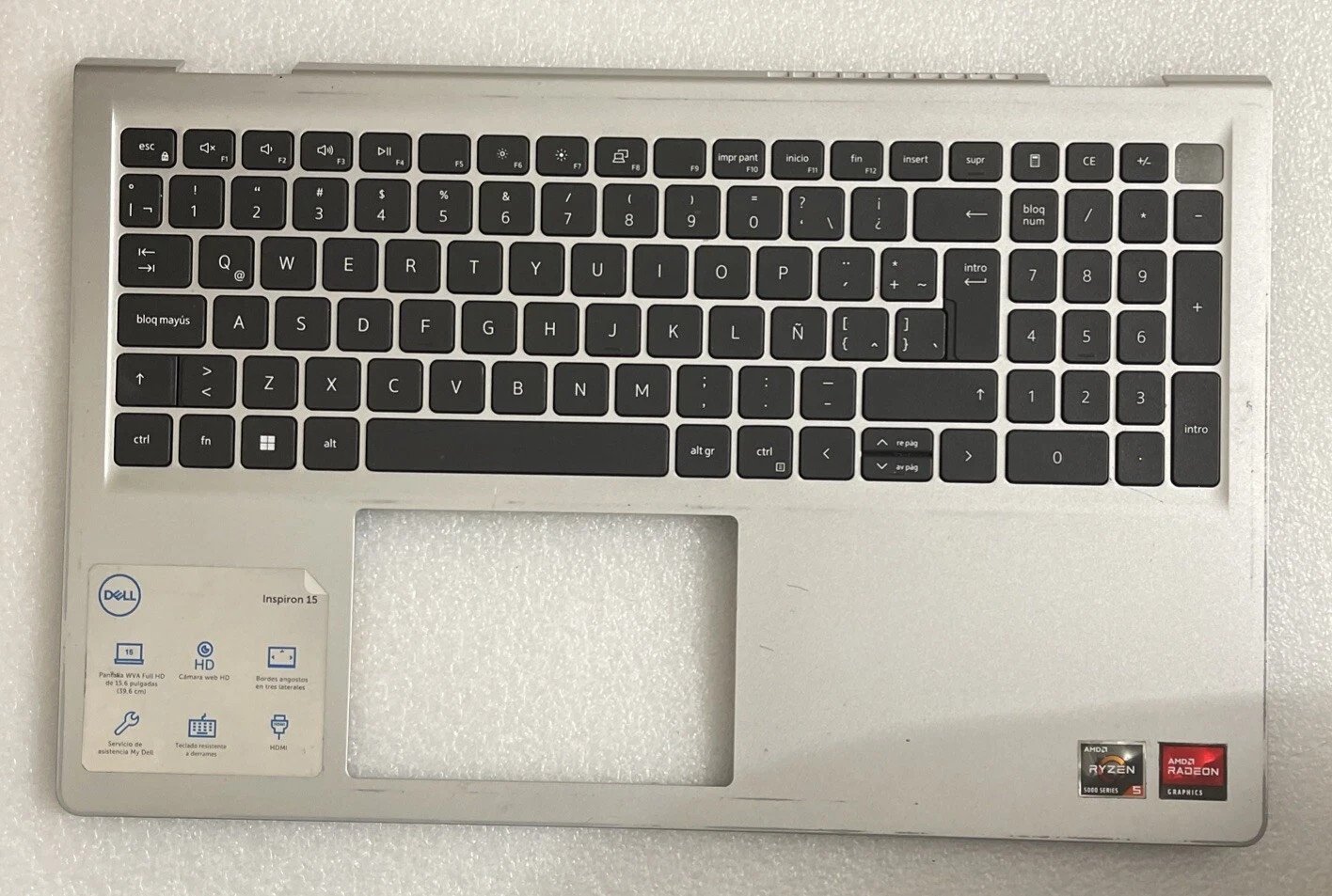 FT84Y DELL Inspiron 3510 Silver Laptop Palmrest W/Keyboard 0FT84Y W11