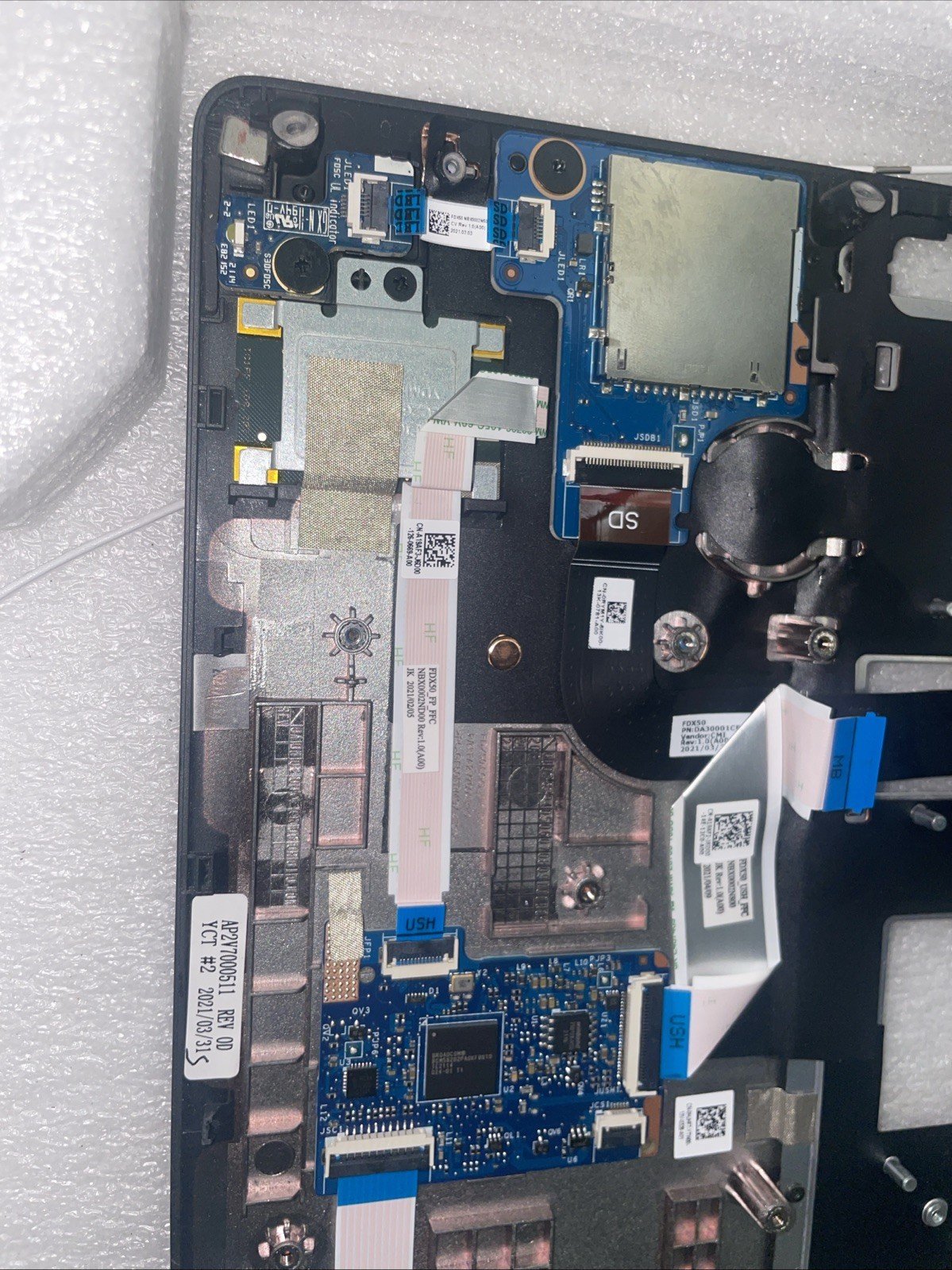 0HJHF7 For Dell Precsion 7550 Palmrest Bezel touchpad Fingerprint switch W18 - Image 3