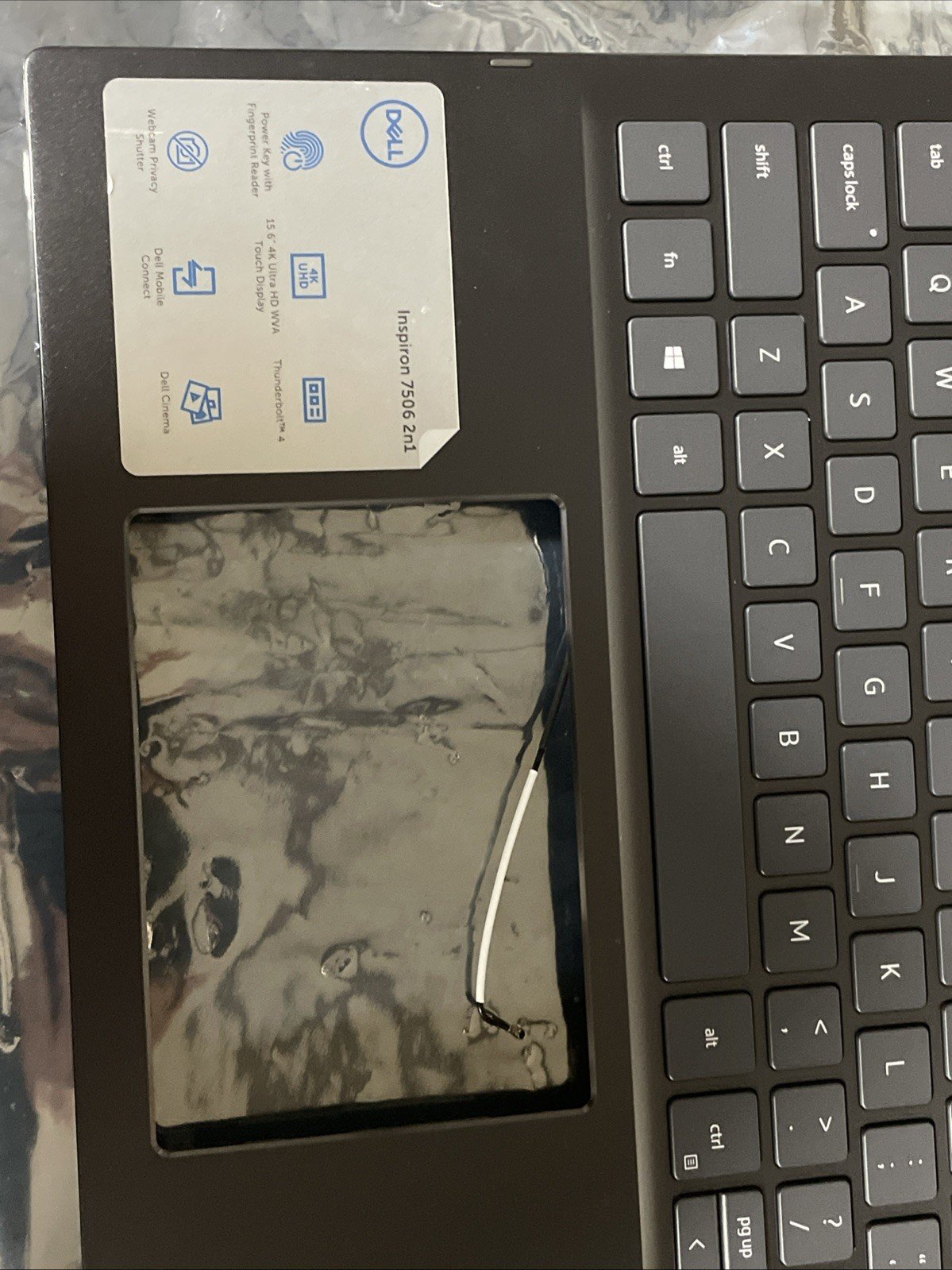 6MTCV Dell Inspiron 7500/7506 2-in-1 Black Palmrest Backlit Keyboard W14 - Image 2