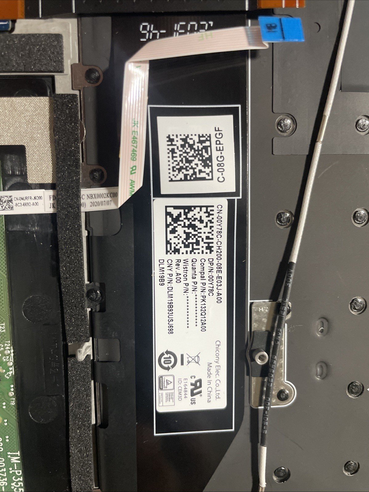 00YRM0 Dell Palmrest 79-Key US International Backlit Keyboard Assembly 6JC7G W14 - Image 3