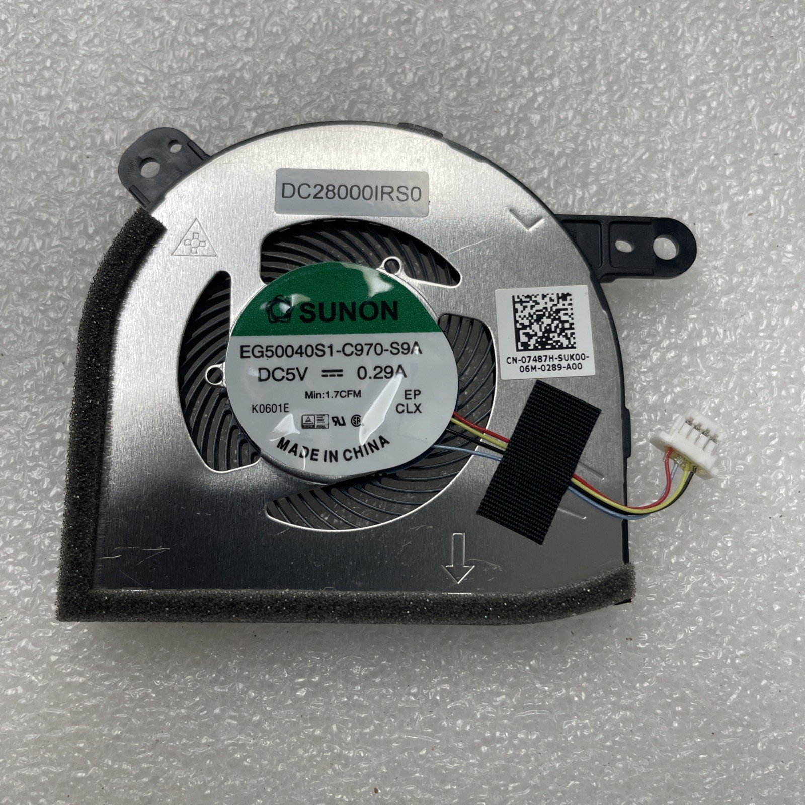 7487H Dell Latitude 5285 CPU Cooling Fan DC28000IRS0 EG50040S1-C970-S9A 6w19