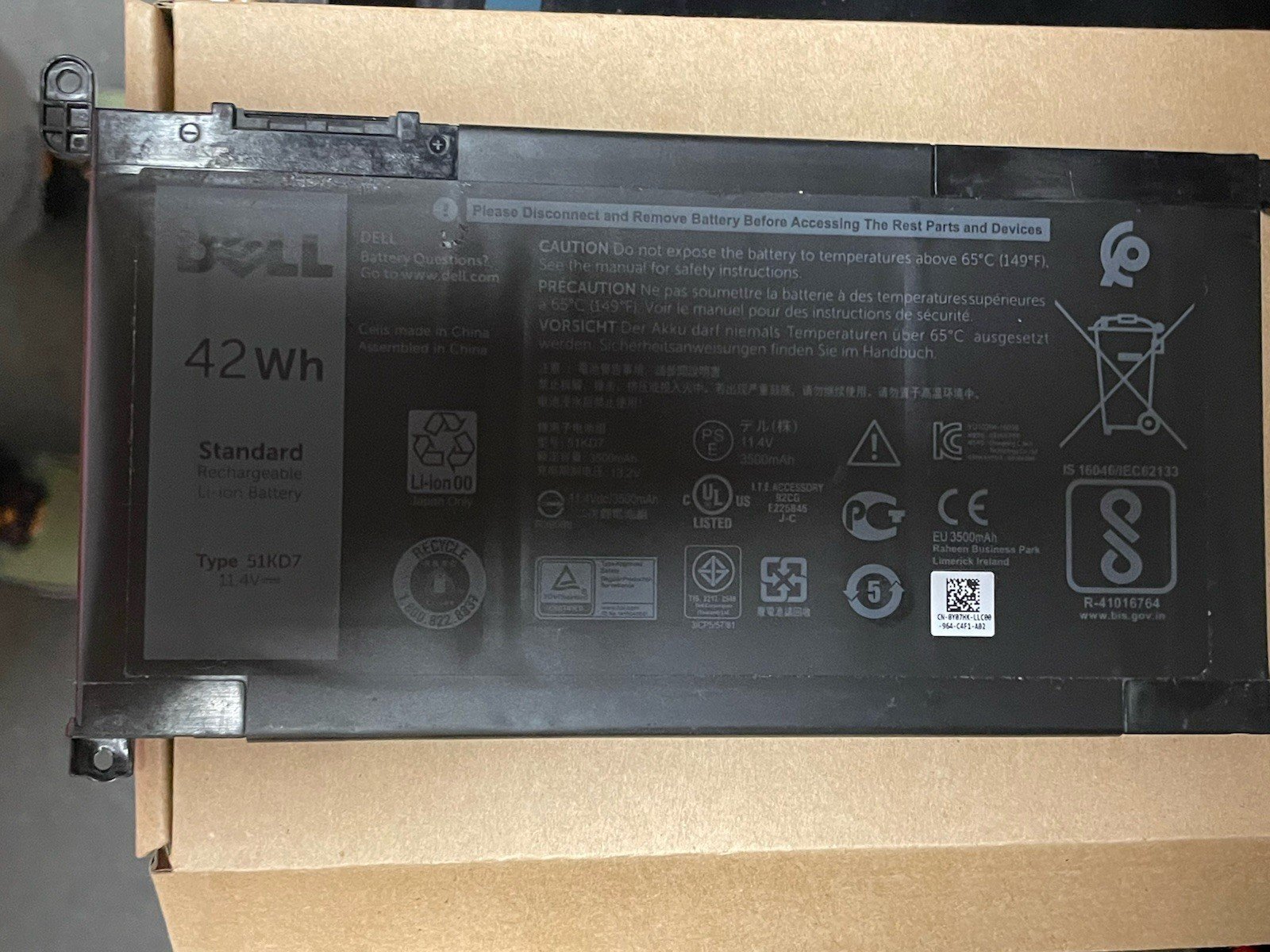 51KD7 Dell 42wh Battery Chromebook 11 3100 3180 3189 5190 3181 Y07HK